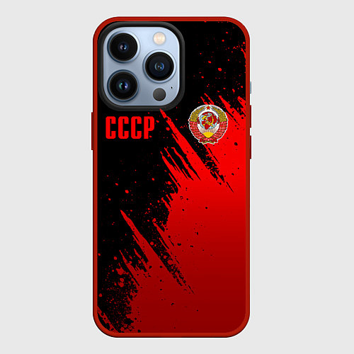 Чехол iPhone 13 Pro СССР - черно-красный / 3D-Красный – фото 1