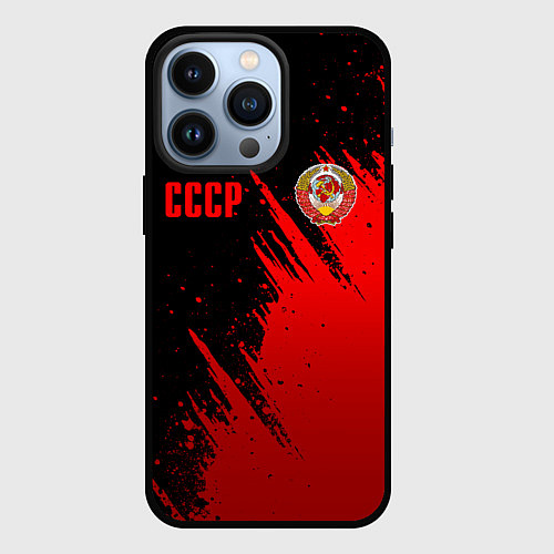 Чехол iPhone 13 Pro СССР - черно-красный / 3D-Черный – фото 1