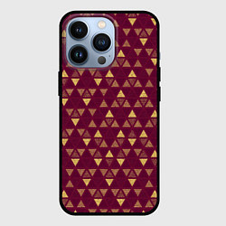 Чехол для iPhone 13 Pro Бордо с жёлтыми треугольниками текстурированный па, цвет: 3D-черный