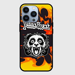 Чехол iPhone 13 Pro Judas Priest рок панда и огонь