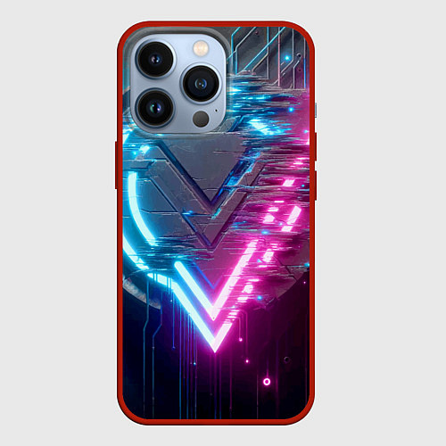 Чехол iPhone 13 Pro Neon geometric abstraction - ai art / 3D-Красный – фото 1