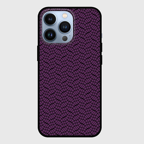 Чехол iPhone 13 Pro Тёмный фиолетовый волнистые полосы / 3D-Черный – фото 1