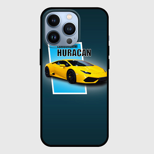 Чехол iPhone 13 Pro Спортивная итальянская машина Lamborghini Huracan / 3D-Черный – фото 1