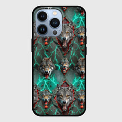 Чехол для iPhone 13 Pro Эпичный паттерн из волков, цвет: 3D-черный