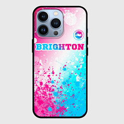 Чехол для iPhone 13 Pro Brighton neon gradient style посередине, цвет: 3D-черный