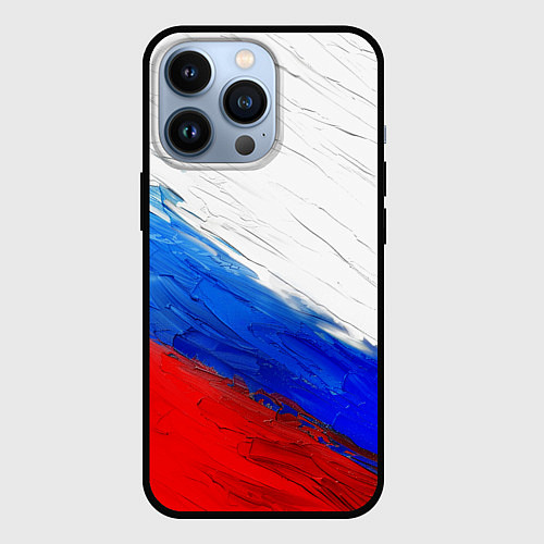 Чехол iPhone 13 Pro Триколор красками / 3D-Черный – фото 1