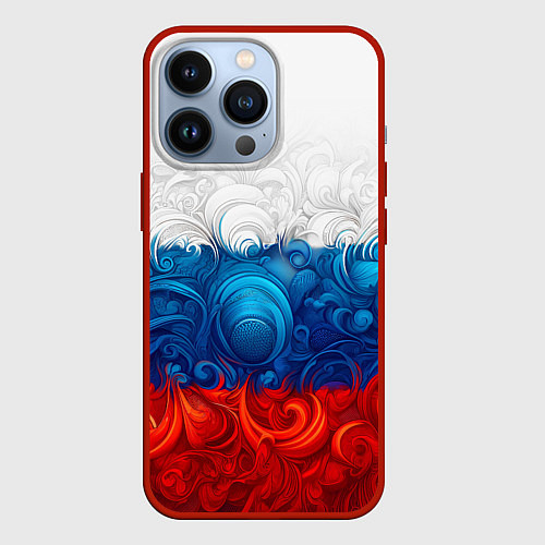 Чехол iPhone 13 Pro Орнамент триколор / 3D-Красный – фото 1