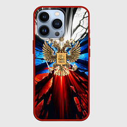 Чехол для iPhone 13 Pro Герб России триколор, цвет: 3D-красный