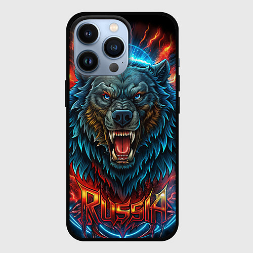 Чехол iPhone 13 Pro Russia bear / 3D-Черный – фото 1