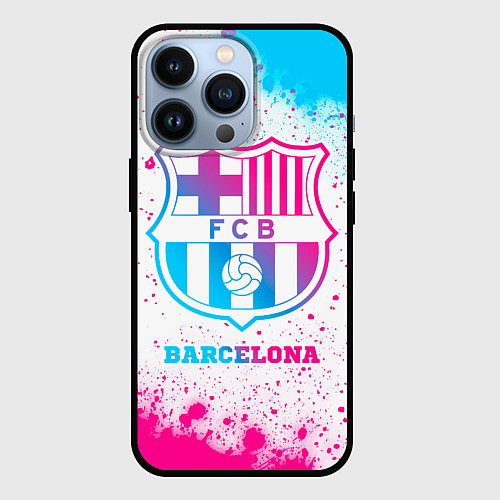 Чехол iPhone 13 Pro Barcelona neon gradient style / 3D-Черный – фото 1