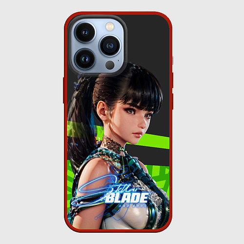 Чехол iPhone 13 Pro Stellar Blade Eve яркий зеленый / 3D-Красный – фото 1