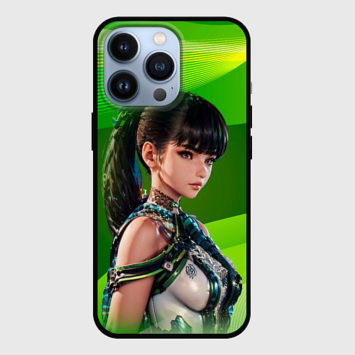 Чехол iPhone 13 Pro Stellar Blade Eve зеленый абстракт / 3D-Черный – фото 1