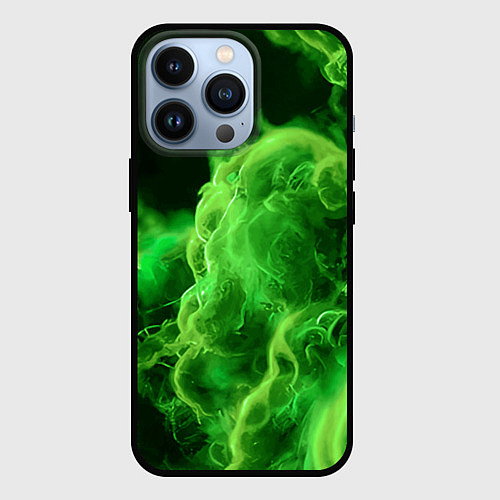 Чехол iPhone 13 Pro Зелёный густой дым - inferno green / 3D-Черный – фото 1