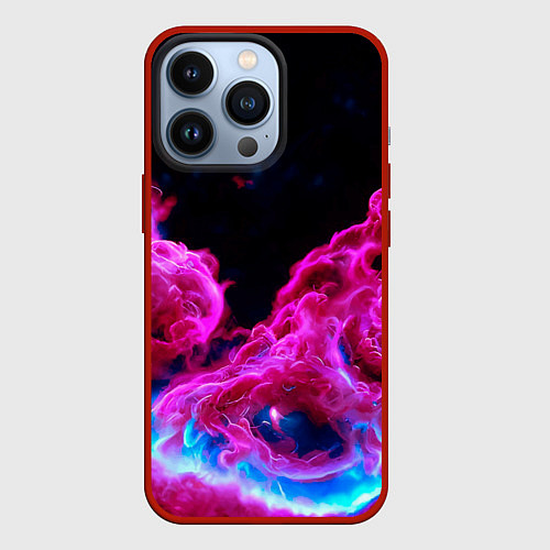 Чехол iPhone 13 Pro Розовый густой туман - inferno pink / 3D-Красный – фото 1