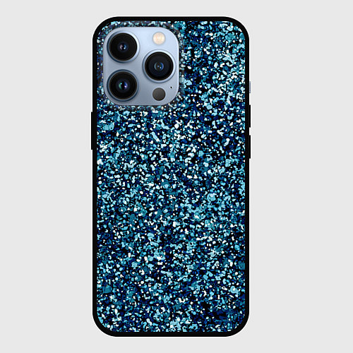 Чехол iPhone 13 Pro Синий пёстрый текстурированный / 3D-Черный – фото 1