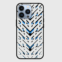 Чехол iPhone 13 Pro Black and blue stripes on a white background