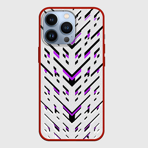 Чехол iPhone 13 Pro Black and purple stripes on a white background / 3D-Красный – фото 1