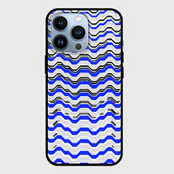 Чехол iPhone 13 Pro Black and blue stripes on a white background