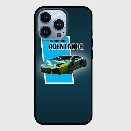 Чехол iPhone 13 Pro Спортивная машина Lamborghini Aventador / 3D-Черный – фото 1