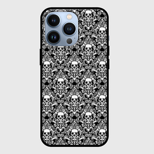 Чехол iPhone 13 Pro Skull patterns / 3D-Черный – фото 1