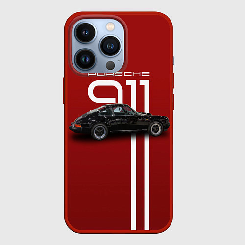 Чехол iPhone 13 Pro Ретро автомобиль Porsche / 3D-Красный – фото 1