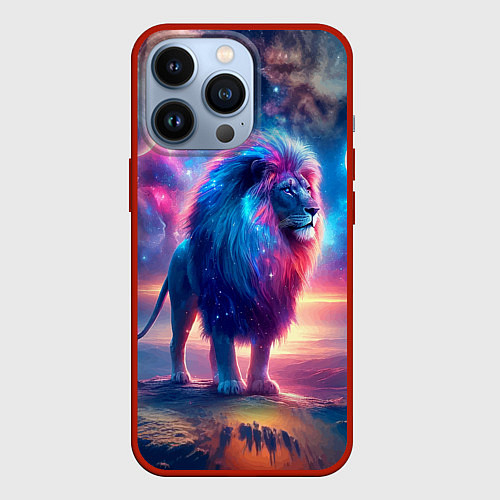 Чехол iPhone 13 Pro Space lion - ai art fantasy / 3D-Красный – фото 1