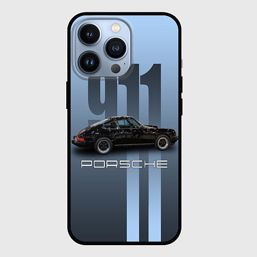 Чехол iPhone 13 Pro Винтажный автомобиль Porsche / 3D-Черный – фото 1