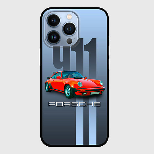 Чехол iPhone 13 Pro Винтажный автомобиль Porsche 911 Carrera / 3D-Черный – фото 1