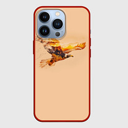 Чехол для iPhone 13 Pro Летящий орел и пейзаж на закате, цвет: 3D-красный