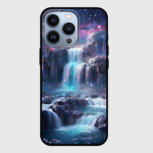 Чехол iPhone 13 Pro Волшебный ночной водопад / 3D-Черный – фото 1
