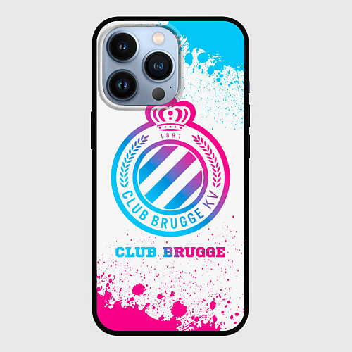 Чехол iPhone 13 Pro Club Brugge neon gradient style / 3D-Черный – фото 1