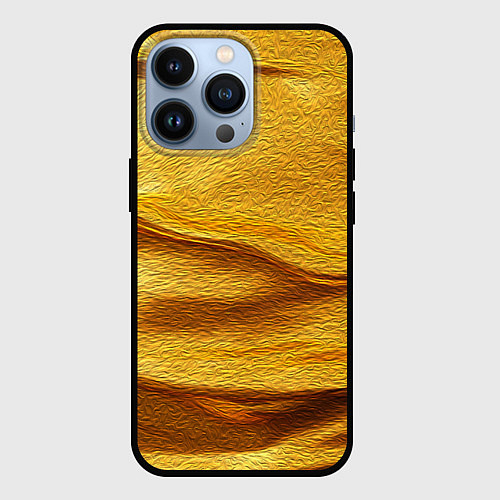 Чехол iPhone 13 Pro Золотая поверхность с волнами и рябью / 3D-Черный – фото 1