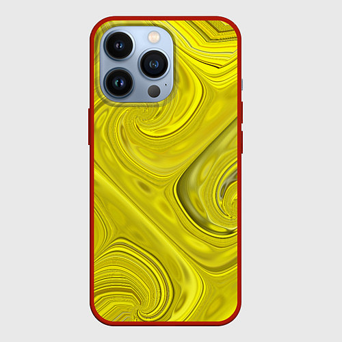 Чехол iPhone 13 Pro Желтая абстракция / 3D-Красный – фото 1