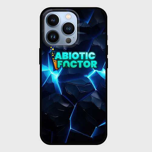 Чехол iPhone 13 Pro Abiotic Factor синее неоновое свечение / 3D-Черный – фото 1