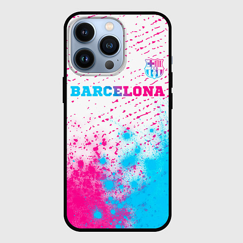 Чехол iPhone 13 Pro Barcelona neon gradient style посередине / 3D-Черный – фото 1