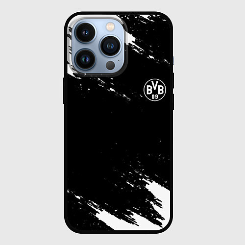 Чехол iPhone 13 Pro Borussia краски чёрно белый / 3D-Черный – фото 1