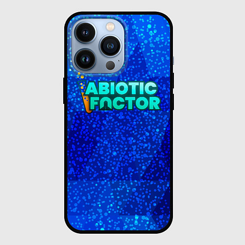 Чехол iPhone 13 Pro Abiotic Factor logo blue neon / 3D-Черный – фото 1