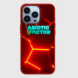 Чехол для iPhone 13 Pro Abiotic Factor логотип на красном неоновом фоне, цвет: 3D-красный