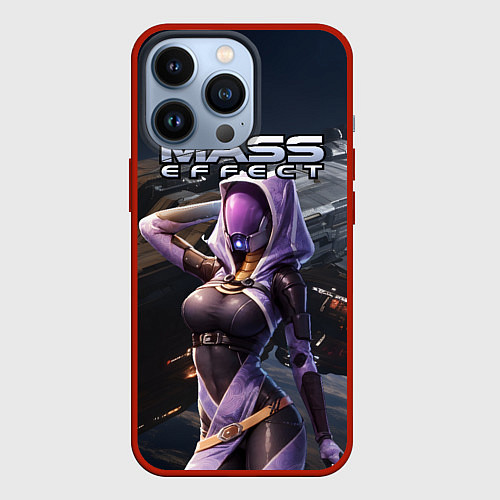 Чехол iPhone 13 Pro Mass Effect ТалиЗора и космический корабль / 3D-Красный – фото 1