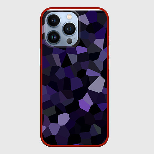 Чехол iPhone 13 Pro Кристаллизация темно-фиолетового / 3D-Красный – фото 1