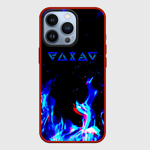 Чехол iPhone 13 Pro The Witcher fire logo glitch / 3D-Красный – фото 1