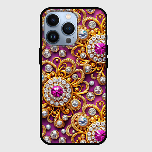 Чехол iPhone 13 Pro Ювелирный паттерн / 3D-Черный – фото 1