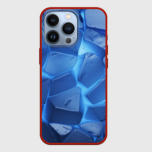 Чехол iPhone 13 Pro Синие ледяные плиты с разломом / 3D-Красный – фото 1
