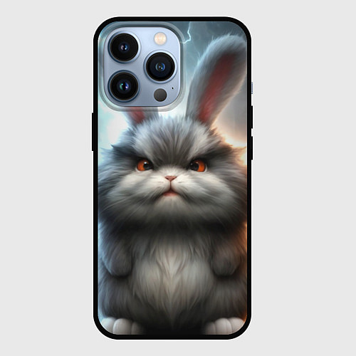 Чехол iPhone 13 Pro Грозный заяц / 3D-Черный – фото 1