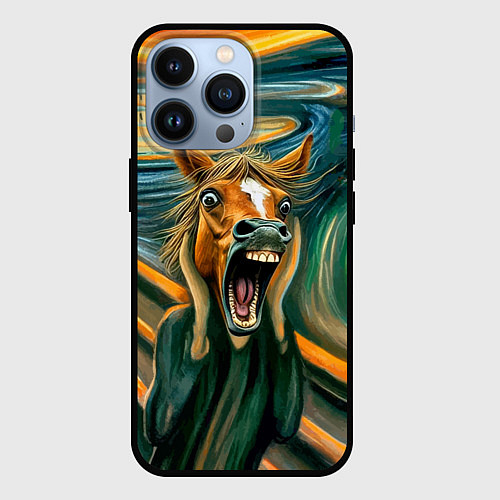 Чехол iPhone 13 Pro Лошадь кричит на картине Эдварда Мунка / 3D-Черный – фото 1