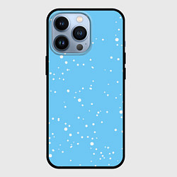 Чехол iPhone 13 Pro Снежинки на нежно голубом