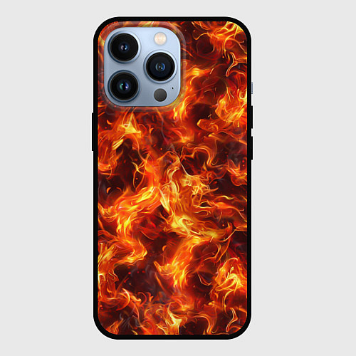 Чехол iPhone 13 Pro Текстура элементаля огня / 3D-Черный – фото 1