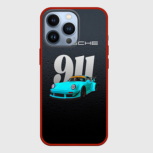 Чехол iPhone 13 Pro Porsche 911 спортивный автомобиль / 3D-Красный – фото 1