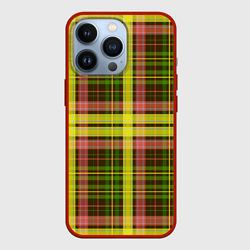 Чехол iPhone 13 Pro Зелено-красная клетка / 3D-Красный – фото 1