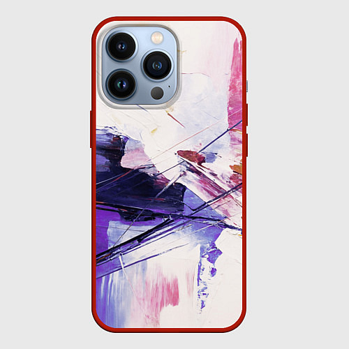 Чехол iPhone 13 Pro Хаотичные мазки краски / 3D-Красный – фото 1